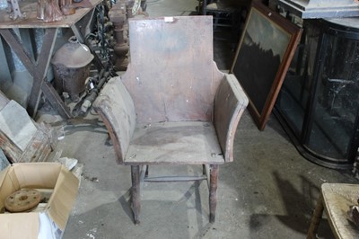 Lot 149 - Unusual 19th century country made grained tub chair on turned legs