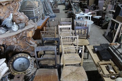 Lot 155 - Collection of Regency painted simulated bamboo chairs with rush seats and sundry chairs (15)