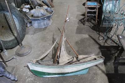 Lot 158 - Old wooden model sailing ship 110cm