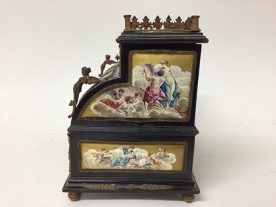 Lot 756 - Good quality late 19th century continental miniature bureau with fine quality enamel plaques