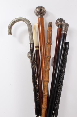 Lot 827 - Collection of nine antique walking canes