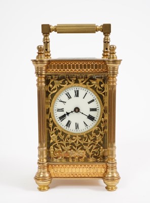 Lot 666 - Late 19th/early 20th century French brass carriage clock