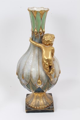 Lot 180 - Large late 19th century Austrian 'Amphora' porcelain vase