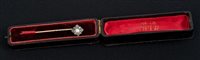 Lot 696 - Victorian pearl and diamond cluster stick pin,...