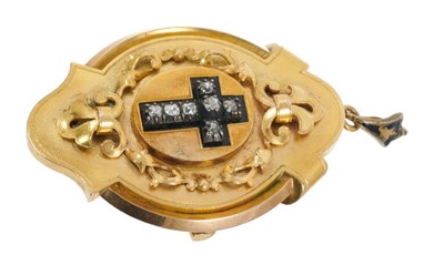 Lot 495 - 19th century gold enamel and diamond pendant