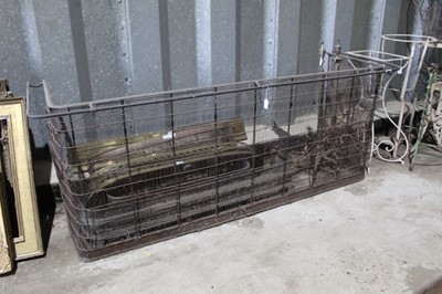 Lot 173 - Impressive Victorian brass and steel mesh nursery spark guard  with hanging rail 201 cm wide, 64 cm deep, 76 cm high
