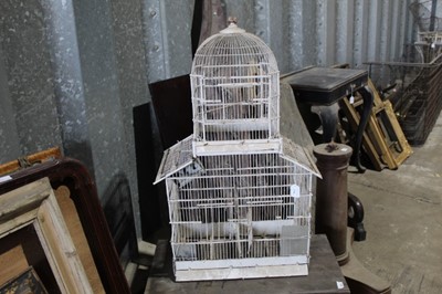 Lot 174 - Late Victorian / Edwardian  architectural wire work bird cage with domed top