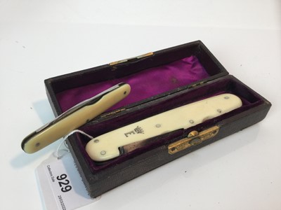 Lot 929 - Late 19th century Asprey, London multi-bladed pocket knife comprising two cutting blades, corkscrew, spike, tweezers and pricker, with ivory scales engraved with an Earl’s coronet and letter E, bla...