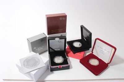 Lot 668 - G.B. -Royal Mint mixed silver proof coins to include £5's ' The Christening of HRH Prince George' 2013, 'The Royal Birth' (Crown) 2013, 'The 300th Anniversary of the Death of Queen Anne' 2014, 'Pri...