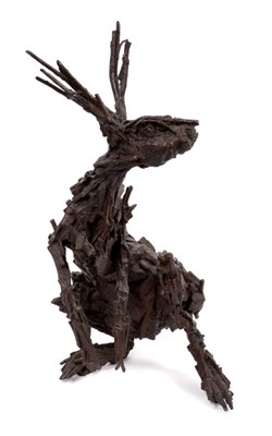 Lot 1290 - *Claire Norrington (born 1969) large limited edition bronze sculpture of a hare, signed with initials and numbered 8 of 12.