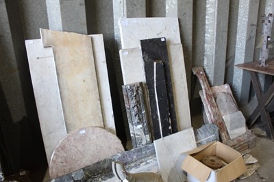 Lot 180 - Large collection of marble elements from fireplaces, table tops etc