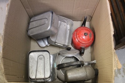 Lot 802 - Large quantity of British Military mess tins, together with two canvas covered waterbottles (1 box)