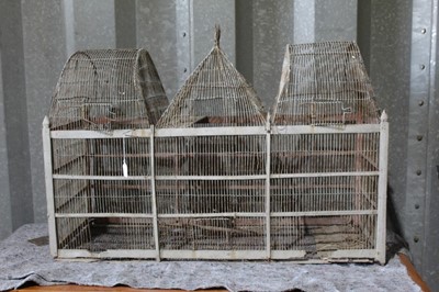 Lot 195 - Large 19th century wirework bird cage, 116cm wide