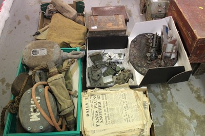 Lot 819 - Group of musket balls, other metal detecting finds, ships blocks, webbing and other militaria (qty)