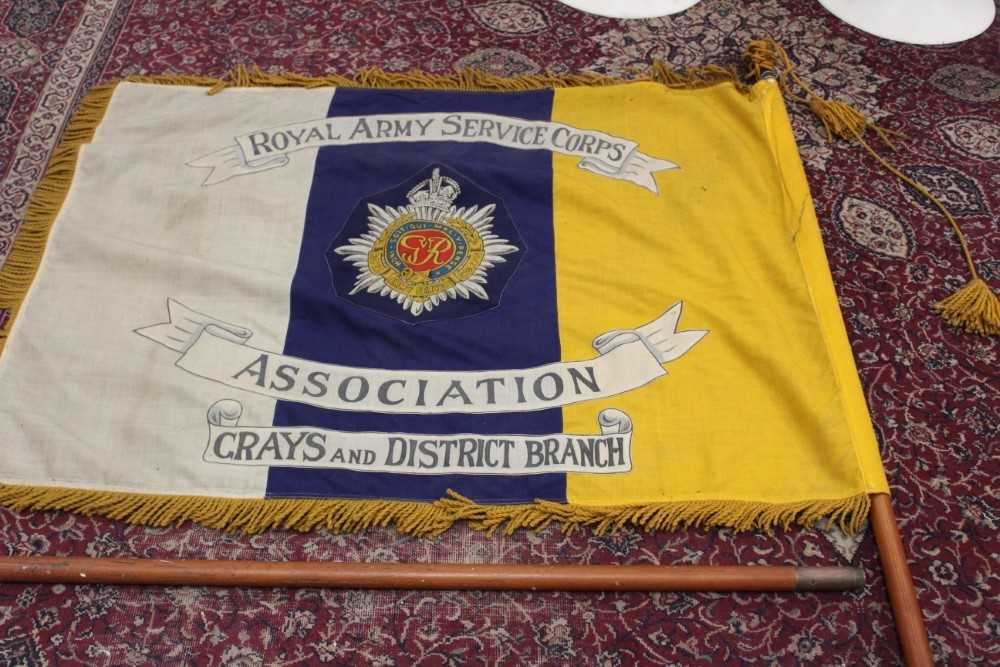 Lot 820 - Large Royal Army Service Corps Association Grays and District Branch parade flag and pole.
