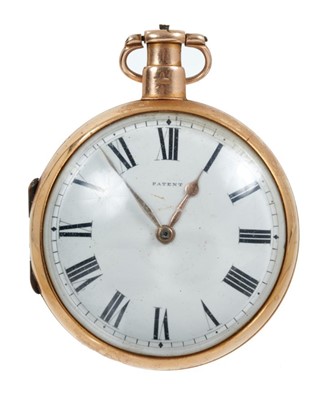 Lot 577 - Georgian 18ct gold pocket watch by Morris Tobias of Liverpool with 
patent fusee movement with white enamel dial in 18ct gold case