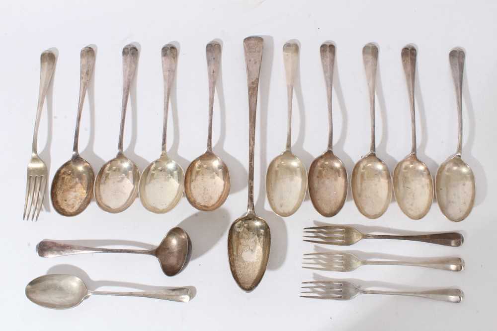 Lot 309 - Miscellaneous group of silver Hanoverian pattern flatware, 
approximately 34 troy oz