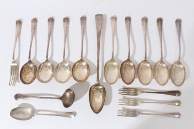 Lot 309 - Miscellaneous group of silver Hanoverian pattern flatware, 
approximately 34 troy oz