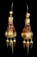 Lot 716 - Pair Victorian Etruscan revival gem set...