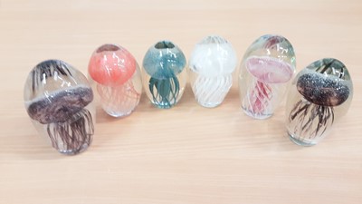 Lot 1044 - Six Art glass jellyfish paperweights (6)