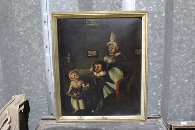 Lot 210 - 19th century Continental School, oil on board, A family group in an interior, 60 x 49cm, framed
