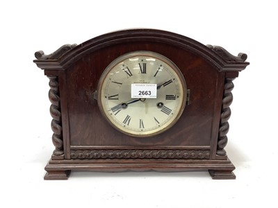 Lot 2663 - Mappin & Webb oak cased mantel clock