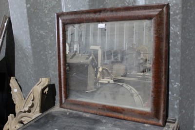 Lot 214 - William and Mary style pollard oak cushion framed wall mirror, probably 19th century, 64 x 67cm