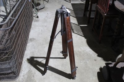 Lot 219 - Antique mahogany and brass theodolite tripod