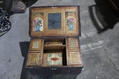 Lot 226 - Early 19th century French prisoner of war work casket with fitted interior and drawer below 32cm wide