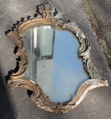Lot 231 - 18th/19th century Italian carved gilt wood Rococo asymmetric wall mirror, severe losses 77cm high