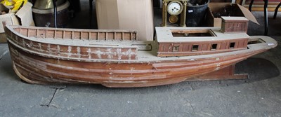 Lot 236 - Very large scratch built model boat, 195cm wide