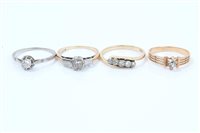 Lot 722 - Four antique diamond rings - to include Art...