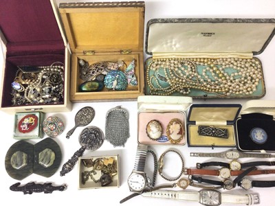 Lot 263 - Group vintage costume jewellery, silver and bijouterie