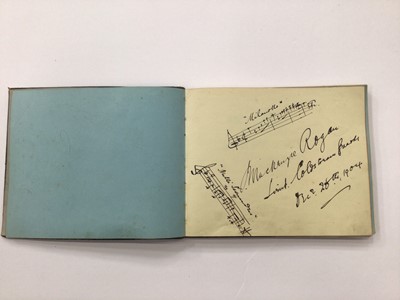 Lot 1523 - Autograph Album early 1900's autographs including Sir E.R.G.R. Evans South Pole Explorer, signed piece, pages signed by Walter W Hedgecock composer, August Mann conductor, Mackenzie Rogan, John Phi...