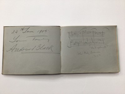 Lot 1523 - Autograph Album early 1900's autographs including Sir E.R.G.R. Evans South Pole Explorer, signed piece, pages signed by Walter W Hedgecock composer, August Mann conductor, Mackenzie Rogan, John Phi...