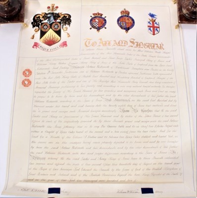 Lot 109 - H.M.King Edward VII Grant of arms in case