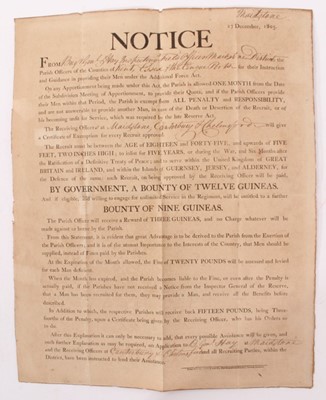 Lot 110 - Rare George III Napoleonic Wars military recruiting document