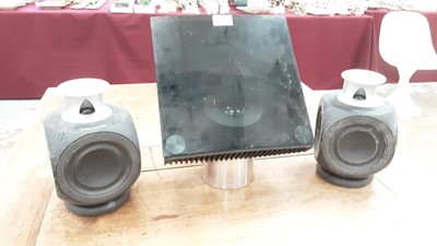 Lot 2380 - Bang & Olufsen Beosound 4 CD/Tuner with a pair of B&O rubber speakers