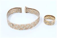 Lot 727 - Three-colour gold (9ct) bracelet with...