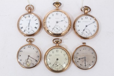 Lot 284 - Six gold plated pocket watches