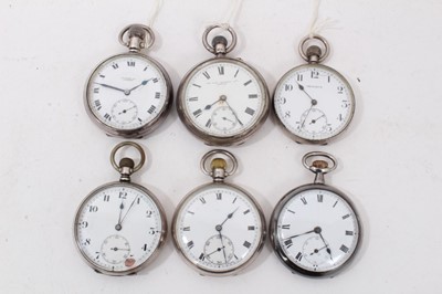 Lot 288 - Six silver cased pocket watches
