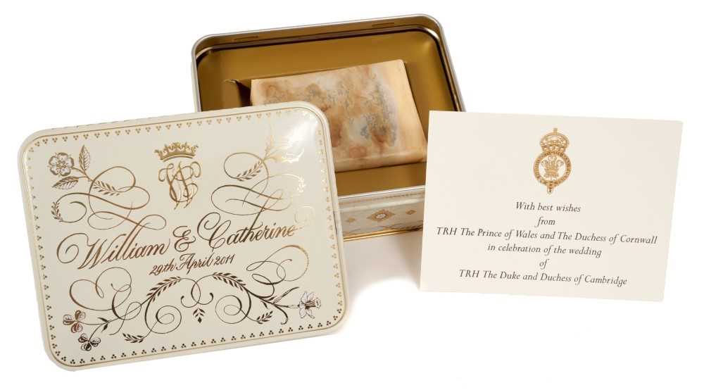 Lot 79 - The Wedding of The Duke and Duchess of Cambridge 29th April 2011 - a piece of cake in tin