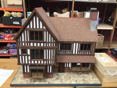 Lot 2705 - Large doll house with two boxes of dolls furniture