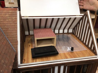 Lot 2705 - Large doll house with two boxes of dolls furniture