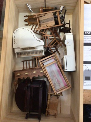 Lot 2705 - Large doll house with two boxes of dolls furniture