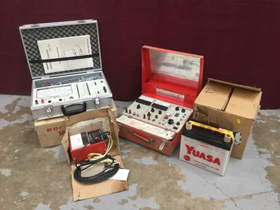 Lot 2086 - Honda Kowa Seiki service tester SRH-700 brand new in hard case and original box together with another similar model number SRH500, Honda dwell-timing synchroniser and two Yuasa battery's NS60(S)