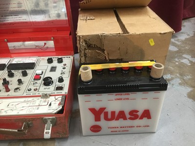 Lot 2086 - Honda Kowa Seiki service tester SRH-700 brand new in hard case and original box together with another similar model number SRH500, Honda dwell-timing synchroniser and two Yuasa battery's NS60(S)