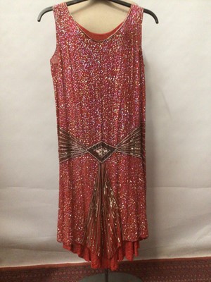 Lot 2244 - Flapper dress all over sequins and Art Deco design beading.