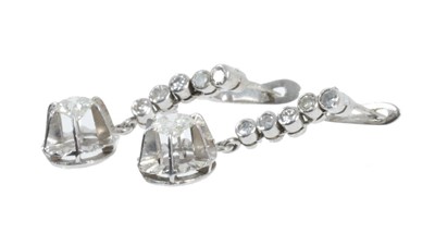 Lot 432 - Pair of diamond pendant earrings