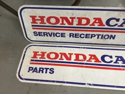 Lot 2087 - Pair of Honda Care Parts metal signs